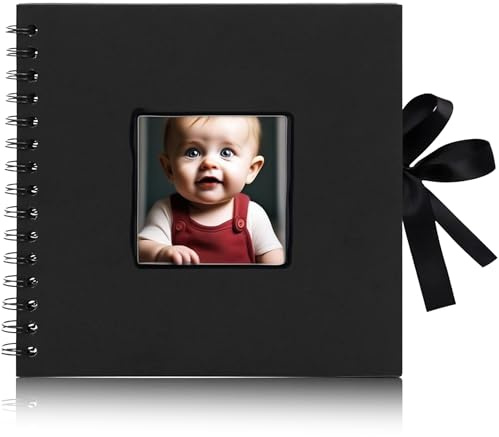 60 Seiten Fotoalbum zum Selbstgestalten, Fotoalbum Schwarze Seiten, Ringbuch Fotobuch zum Selbstgestalten Klein Schwarz Scrapbooking, Fotobuch zum Einkleben für Geburtstag, Abschlus, Valentinstag