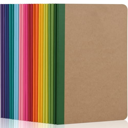 ZCZN Quaderno A5 Con Dorso Arcobaleno Vivace, 24 Pezzi,Quaderni a Righe, 30 Fogli/60 Pagine, per uso scolastico, ufficio o studenti