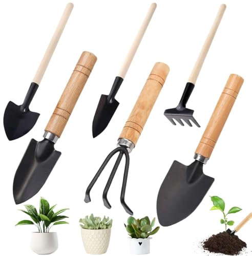 6 pièces Lot de Petite Pelle Jardinage, Outils de Jardinage Kit Jardinage Enfant 1 Pelle à terreau, 1 Transplantoir, 1 Fourche pour Pot de Jardin, Plantes et semis