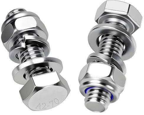 Mbsomnus 15 Piezas Tornillos Hexagonal M6x20 mm Tornillo de Acero Inoxidable 304 con Tuercas y Arandelas Pernos DIN 933 para Muebles Coches Bicicletas Barcos Impresión 3D Motocicletas