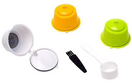 Sirxlevcy 3 Pcs Coffee Capsules Refillable Coffee Capsules Pods Reusable Universal Coffee Filter with Spoon Brush for A