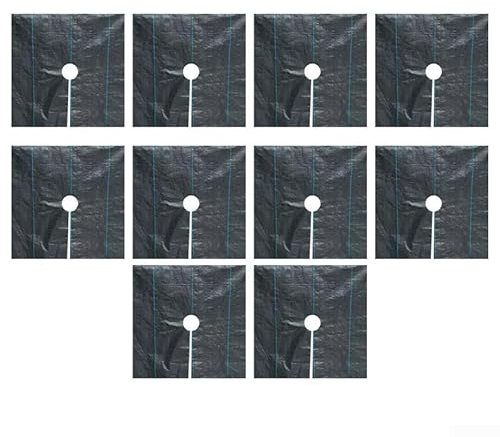 10 tappetini di copertura per erba, 1 m x 1 m, tessuto barriera da giardino con foro per diserbo e protezione del giardino, sopprime efficacemente le erbacce