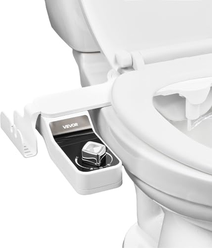 VEVOR Bidet Attachment for Toilet, 0.3 Ultra Thin Bidet Toilet Seat Attachment - Dual Retractable Nozzles, Adjustable Water Pressure, Non-Electric Cold Water Sprayer for Front Rear Water Wash, White