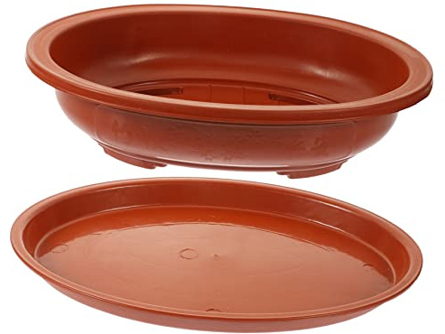 BESPORTBLE Maceta para Bonsái Ovalada De Plástico Bandeja De Goteo, Maceta Grande para Jardinería En Interiores y Exteriores, Adecuado para Balcones y Viveros