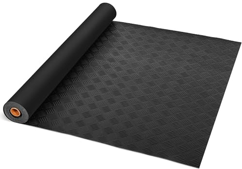 uyoyous 300 x 100cm Gummimatten Meterware Riffelgummimatte für Garage | 3mm Gummimatte, Garagenbodenmatte Noppenmatte Antirutschmatte Bodenschutzmatte, Gummi Matte Werkstattboden Schwarz