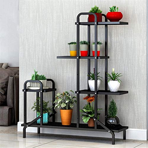 ZHANGshouf Portafiori in Ferro battuto, in Metallo, per Piante, portavasi, scaffali, scaffale da Giardino, per Interni, Soggiorno, Balcone, Decorazione (Colore: Nero)