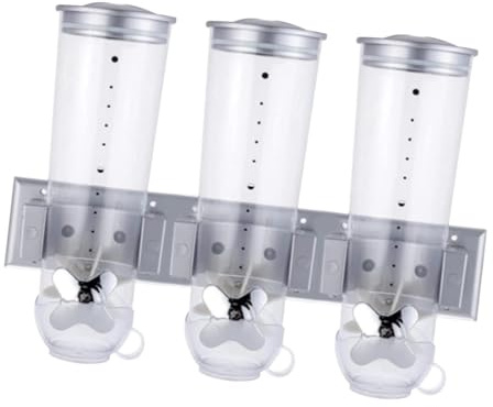 Dispensador de alimentos secos - Contenedor de grano de cereal, organizador de contenedores de almacenamiento | Soporte de alimentador de triple cámara montada en la pared, fabricante de arroz de