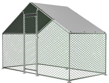 Refined Hühnerstall Freilaufgehege 3x15x2m mit Sicherheitsschloss und Wasserdichtes PE Tuch Kleintiergehege aus Metall für Hühner Kaninchen und weitere Kleintiere