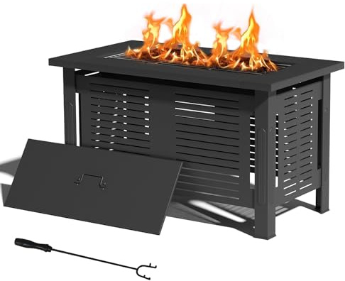 YODOLLA Brasero Extérieur 3 en 1 - Barbecue avec Grille Table à Feu Brasero Métal Table de Jardin