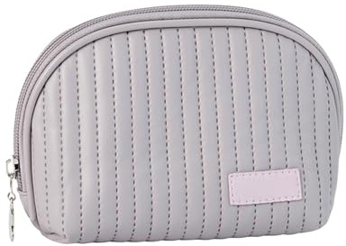 Trousse De Maquillage De Voyage, Trousse Cosmétique en Forme De Demi-Cercle, Pochette Zippée Imperméable Pratique pour Femmes Et Filles, Cuir Souple Mignon, Petite Trousse Cosmétique (Violet)