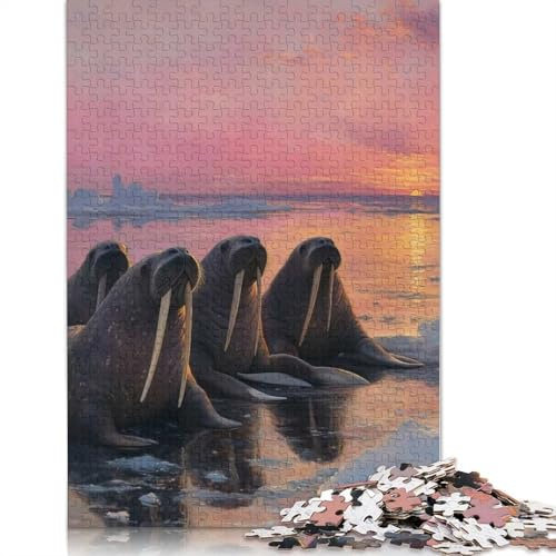 Rompecabezas de 500 Piezas para Adultos, Regalo de morsas al Atardecer, Rompecabezas de Madera, Juego Educativo, Juguete de desafío, 500 Piezas (52 x 38 cm)