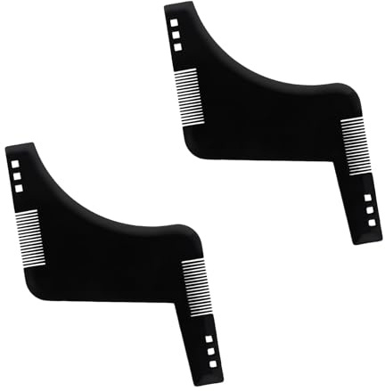 wilcractk Peine Plantilla para Barba de Hombre, Set de 2 Peines Negros Doble Cara con Cepillo Integrado, Perfilador Barba Hombre para Contornos y Estilizado Preciso