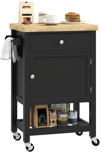 HOMCOM Desserte de Cuisine à roulettes, Tiroir, 63,5 x 40 x 90 cm, Noir