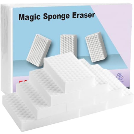 Fresivo 50 Pack Magic Sponge Erasers - 2X Stronger Melamine Foam for Superior Cleaning, Dual-Texture Design (50)