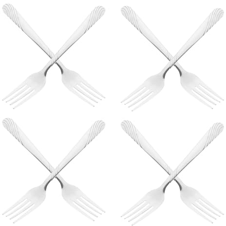 Toyvian Lot de 8 Fourchettes en Acier Inoxydable Argenté Réutilisables, Design Simple et Délicat, Pratique pour Barbecue et Repas Quotidiens