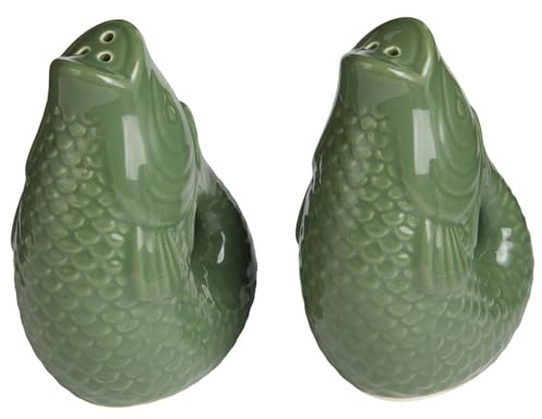 BUTLERS 2-tlg. Salz- und Pfeffer Set Koi-Karpfen Dolomit - KOI - Salz- & Pfefferstreuer Set in Fisch Form | Originelle Tischdeko & Gewürzspender Keramik | Geschenkidee Küche Accessoire