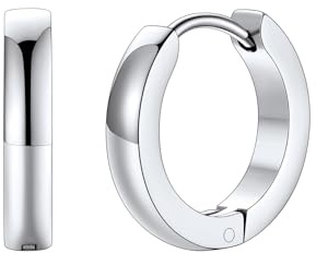 FaithHeart Huggie kreoler örhängen för män kvinnor örhängen rostfritt stål helix piercingar vikbara creoler öronpiercing örhängen hoop örhängen innerdiameter 12 mm, i silver