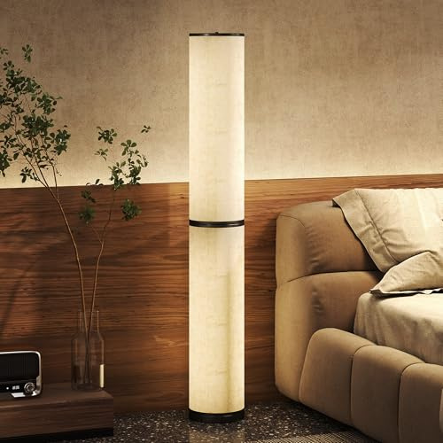 HOMCOM Lampada da Terra a LED Moderna Dimmerabile con Telecomando Magnetico, Timer e Funzione Memoria, Regolazione Temperatura 3000-6000K, Lampada da Salotto con Paralume in Tessuto, Ø20x135 cm Beige