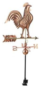 Wetterhahn aus Kupfer - wetterfeste Wetterfahne - Windrichtungsanzeiger für Garten - Dach - Haus mit Himmelsrichtungsanzeige - langlebig - dekorativ