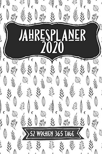 Jahreskalender 2020 52 Wochen 365 Tage: -53 Wochen undatiert A5 Notizbuch für Notizen & Termine Wochenplaner 200 Seiten