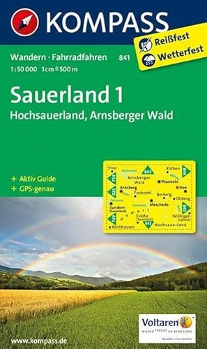 KOMPASS Wanderkarte Sauerland 1 - Hochsauerland - Arnsberger Wald: Wanderkarte mit Aktiv Guide und Radrouten. GPS-genau. 1:50000