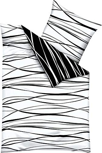 Kaeppel Wendebettwäsche Mako-Satin schwarz-weiß Größe 1x 155x220 cm + 1x 80x80 cm