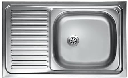 Lavello cucina vasca con gocciolatoio sx in acciaio da appoggio 50x80 cm