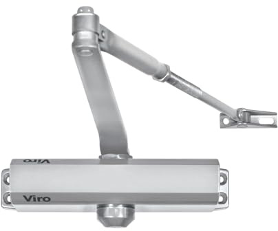 Viro | Türschließer, Arm aus Stahl mit verstellbarer Länge, multifunktional, Farbe Schwarz, für Türen max. Breite 110 cm, Gewicht 85 kg