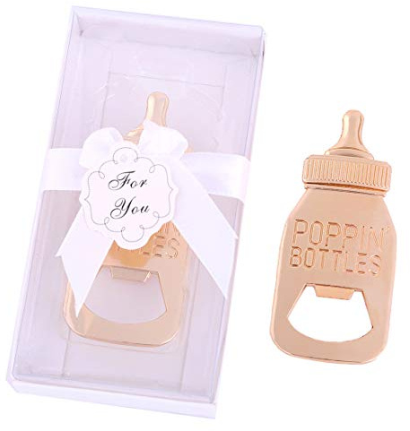 Yuokwer - 24 apribottiglie a forma di biberon, color oro, ideali come bomboniere per baby shower, matrimoni, feste o come decorazioni per feste bianco