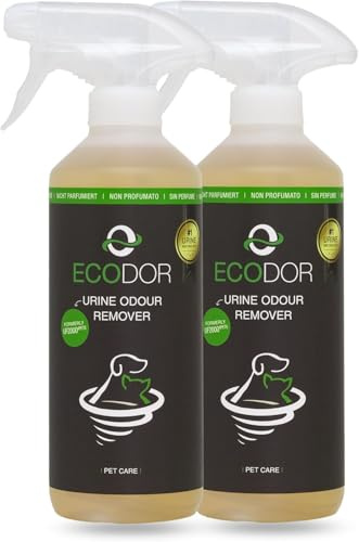 Ecodor UF2000 Rimuovi Odori di Urina 2x 500 millilitro | Senza Profumo | Rimuove Efficacemente gli Odori di Urina di Cani, Gatti e Roditori