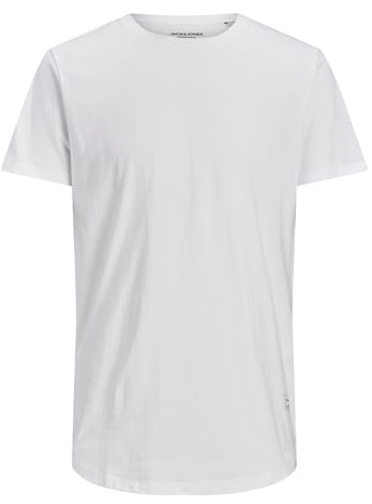 JACK & JONES herr basic t-shirt plus size | rund hals kortärmad skjorta | överdimensionerade kortärmad kortärmad JJENOA, Vit, 3XL