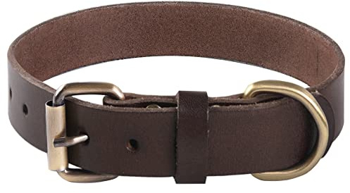 Leder Hundehalsband Superweiches Echtes Echtes Leder für Kleine, Mittel Große und Extragroße Hundehalsbänder M