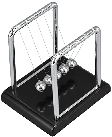 Zerodis Newton's Balance Balls, Tragbarer Desktop-Metall-Balance-Pendelball, Physik, Wissenschaft, Gadget-Tool für Bürospiele, Desktop-Dekoration (Schwarzer Boden)
