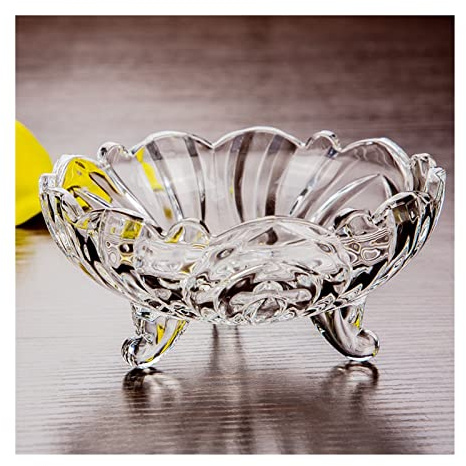Coupe à fruits décorative en cristal Bol de fruits en verre de petite maison Plaque de bonbon à trois pattes à trois pattes Fruit seau créatif mini-assiette de fruits bol de dessert Assiette de fruits