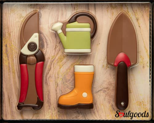 SOULGOODS Garden set made of chocolate, chocolate gardening pack for men, edible gift, shovel garden shears, gift for father, brother, husband, full milk man, birthday, Christmas