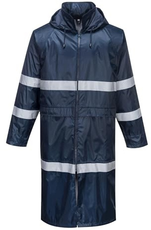 Portwest F438 Iona Enhanced Rain Coat 47 Long Sleeve Front Zip Lightweight