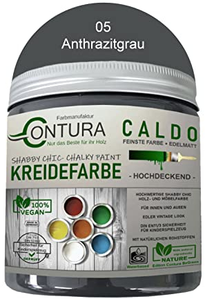 Contura BeGreen 250ml. Kreidefarbe Shabby Chic Möbellack Lack Möbel Farbe Holzlack Natur (05 Anthrazitgrau)