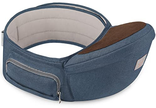 GAGAKU Baby Hüftsitz Leichte Taille Hocker 4 Tragepositionen für Kinder 0-36 Monate Neugeborenes - Denim Blau