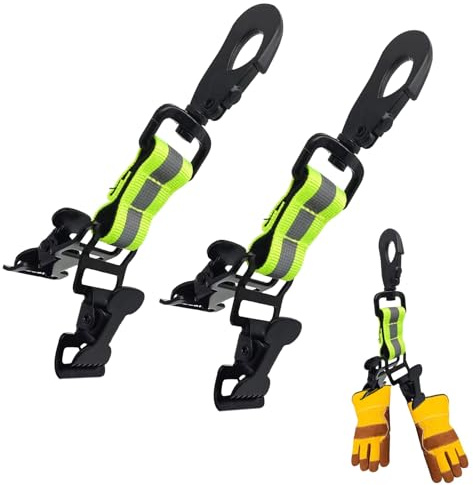 Cimown Clip para guantes de bomberos - Clips para guantes - Cinturón portaguantes - Clip para guantes con mosquetón de metal - Adecuado para colgar guantes (Doble abrazadera)