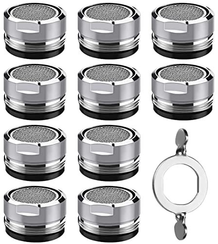 DULKET 10 Pcs Tap Filter Faucet Bubbler Filter with 10 Rubber Gaskets and Faucet Aerator Replacement Stainless Tap Aerator for Kitchen Bathroom Silver(24mm)