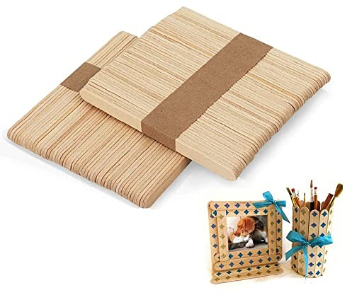 LINGLAN Paquete de 100 palitos de madera para manualidades, etiquetas de jardín, paletas de madera, paletas de helado para manualidades (madera primaria)