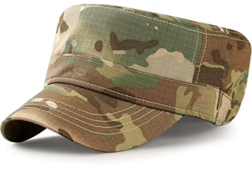 QICHEN Camouflage Military Army Cap Herren Flat Top Armee Militär Cadet Hat Verstellbar Outdoor Sonnen Kappe