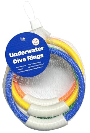 In The Swim Underwater Dive Rings – Pool Toy Set of 4 for Kids & Beginners – Safe, Non-Corrosive Swim Training Game