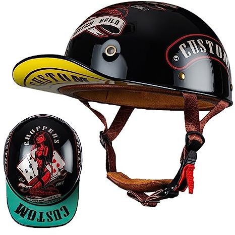 Motorrad Halbschalen Halbhelm Halbschalenhelm Baseballmütze-Helm Baseball Cap Motorradhelm Mit ECE-Zulassung Cruiser Chopper Scooter Helm Für Bike Cruiser Chopper Moped Scooter