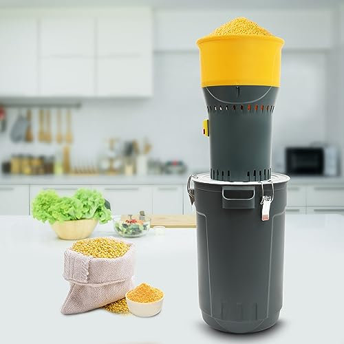 Molinillo de cereales eléctrico con cubo de 25 litros, motor eléctrico de 1000 W, molinillo de cereales eléctrico, molinillo de maíz, molinillo de granos, máquina con 5 tamaños de molinillo + 1 llave