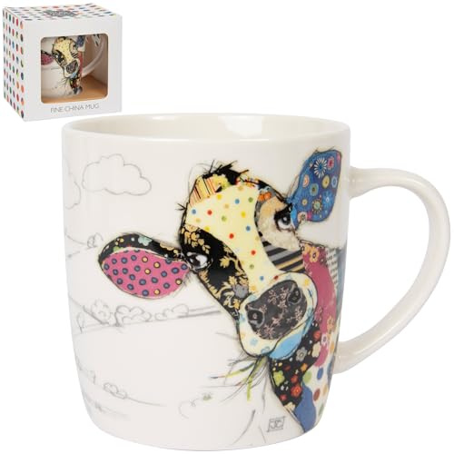 Tasse en porcelaine fine Connie Vache Tasse à café Dessin Animal Dessin Croquis Design Collectible