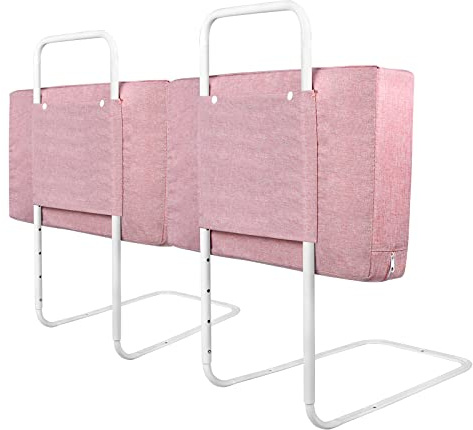 LILIIN 120cm Bettgitter Rausfallschutz Bettschutzgitter, 5-Loch Höhenverstellbar Kinderbettgitter Babybettgitter, für Kinderbetten Elternbetten, 2×60cm, Kirschrosa