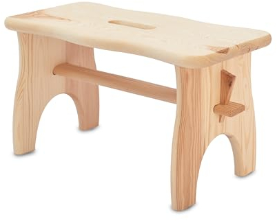 PINUS - Holzhocker 38x18x21 cm, Tritthocker aus Holz, Fußbank, Holzschemel für Kinder, Stabil und Bequem, Kleiner Hocker, Holzschemel, Kieferholz- Natural Farbe