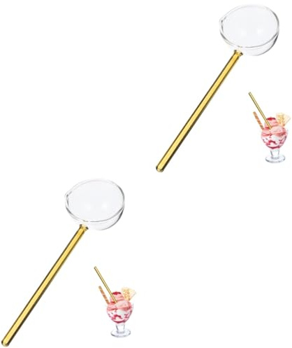 TOPBATHY 2pièces Cuillère Verre Créative Pour Dessert Café Cuillère À Soupe Résistante Aux Hautes Températures Idéale Pour Restaurants Table Transparente Avec Poignée