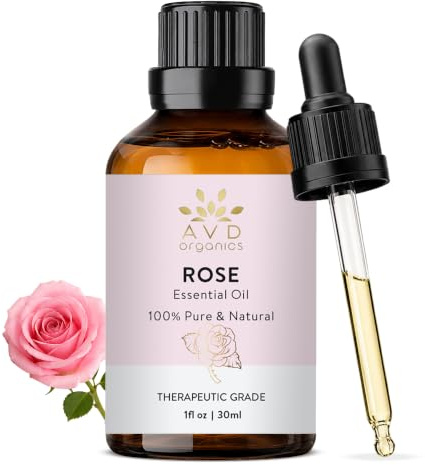 AVD ORGANICS Ätherisches Rosenöl 30 ml | hochwertige therapeutische Qualität Rosenöl für Seifen Kerzen Massage Haut Parfums Raumdüfte Acetit für Diffusor | 1 fl. oz.